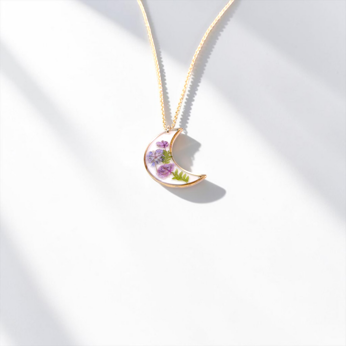 Baby’s Breath & Fern Moon Necklace