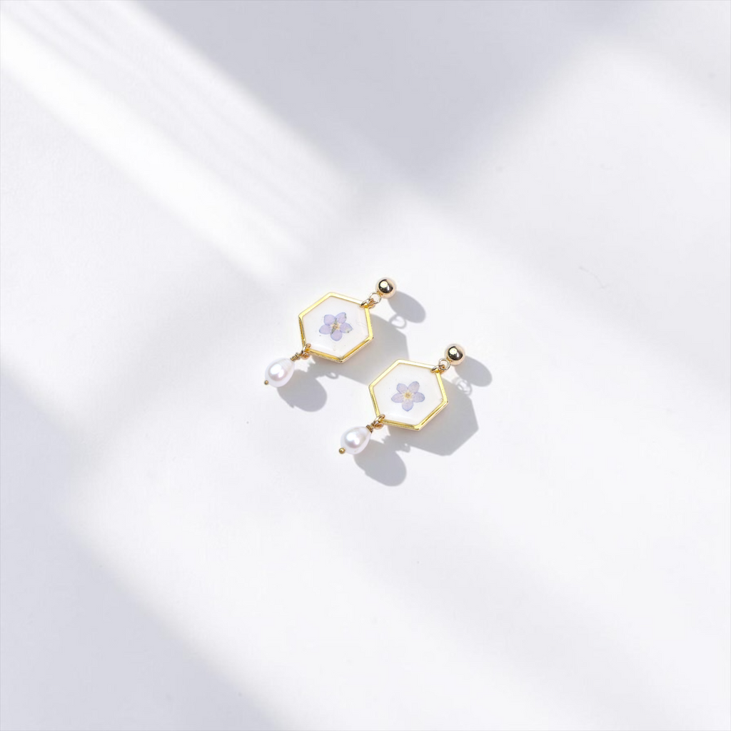 Forget-Me-Not & Pearl Earrings
