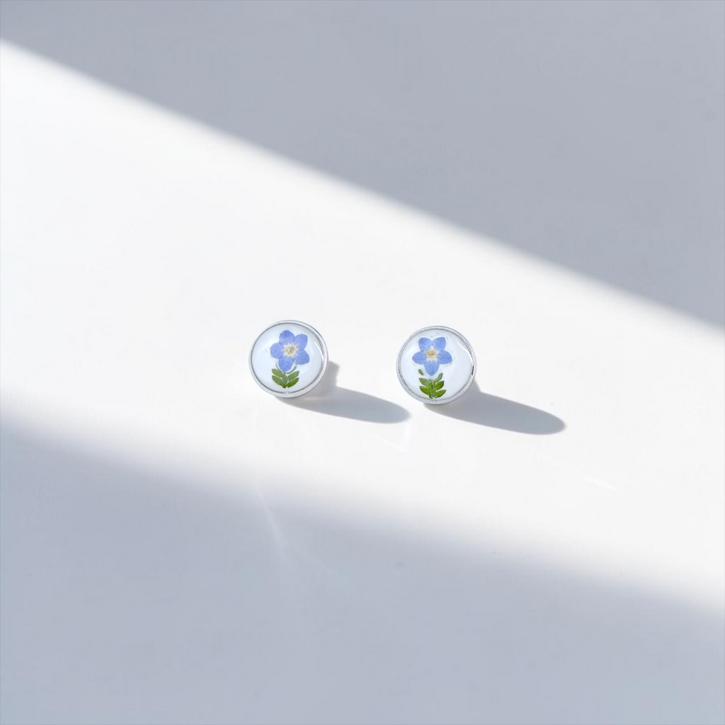 Forget-Me-Not & Fern Minimalist Studs