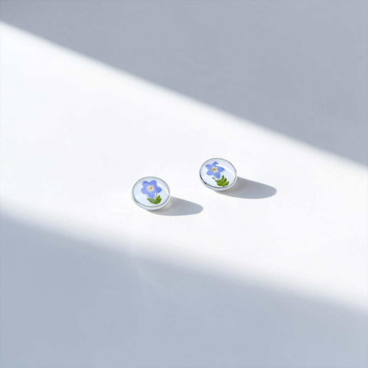 Forget-Me-Not & Fern Minimalist Studs