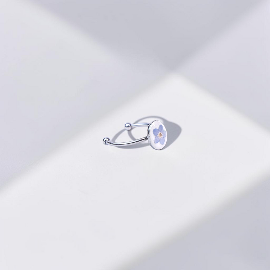 Forget-Me-Not Botanical Stainless Steel Ring