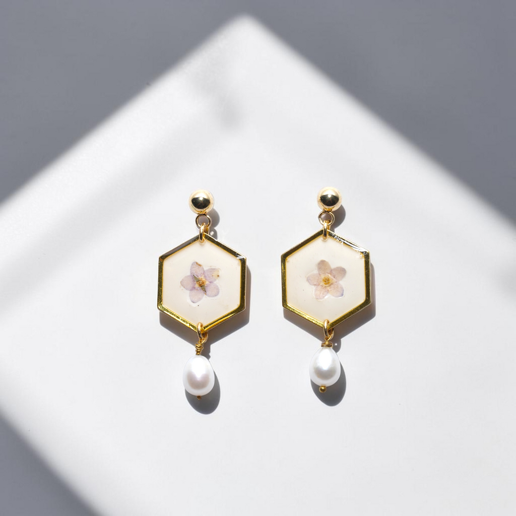 Forget-Me-Not & Pearl Earrings
