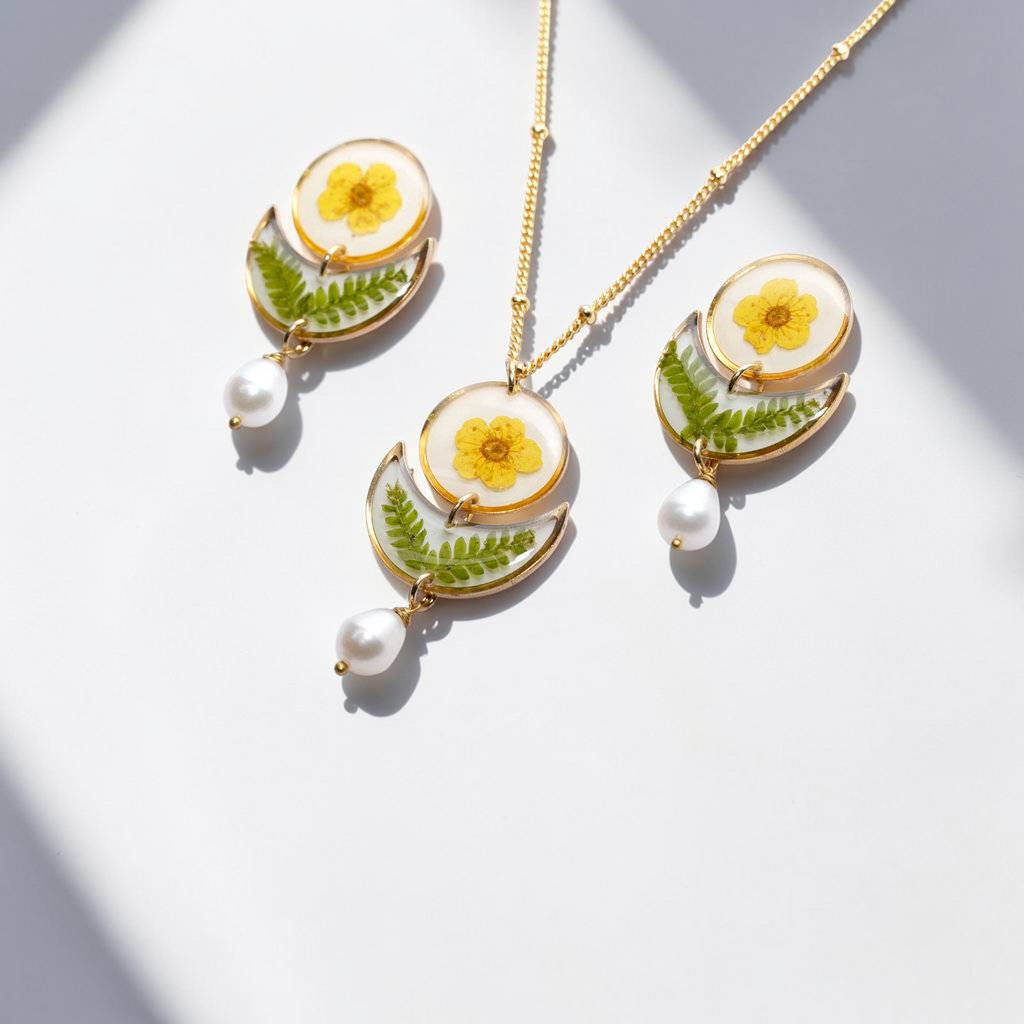 Plum Blossom Necklace + Earring Set