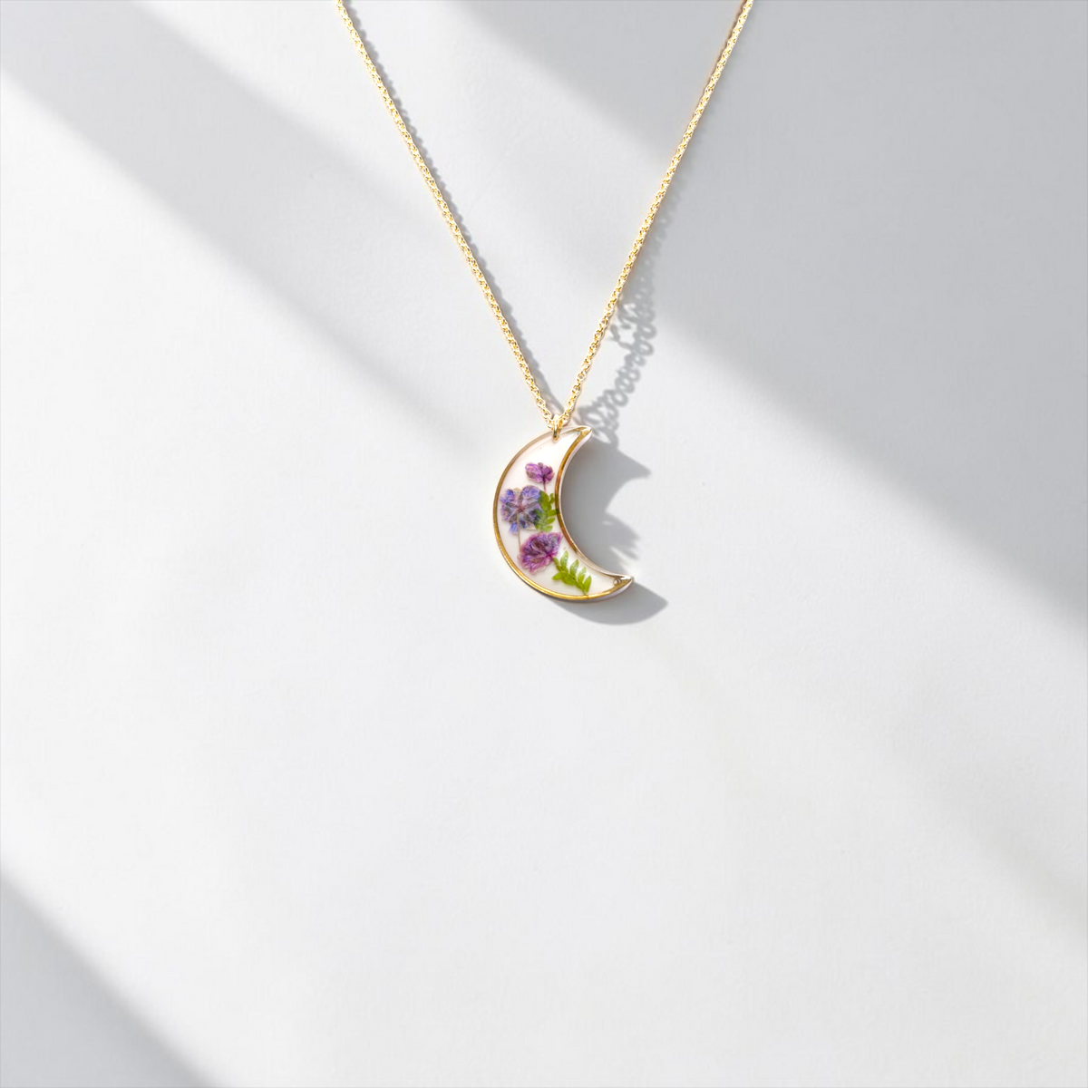 Baby’s Breath & Fern Moon Necklace