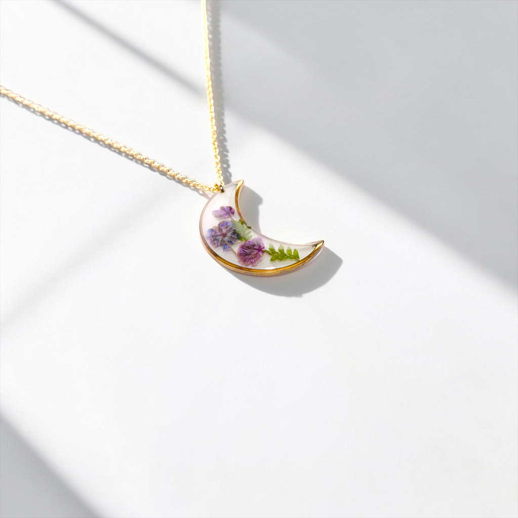 Baby’s Breath & Fern Moon Necklace