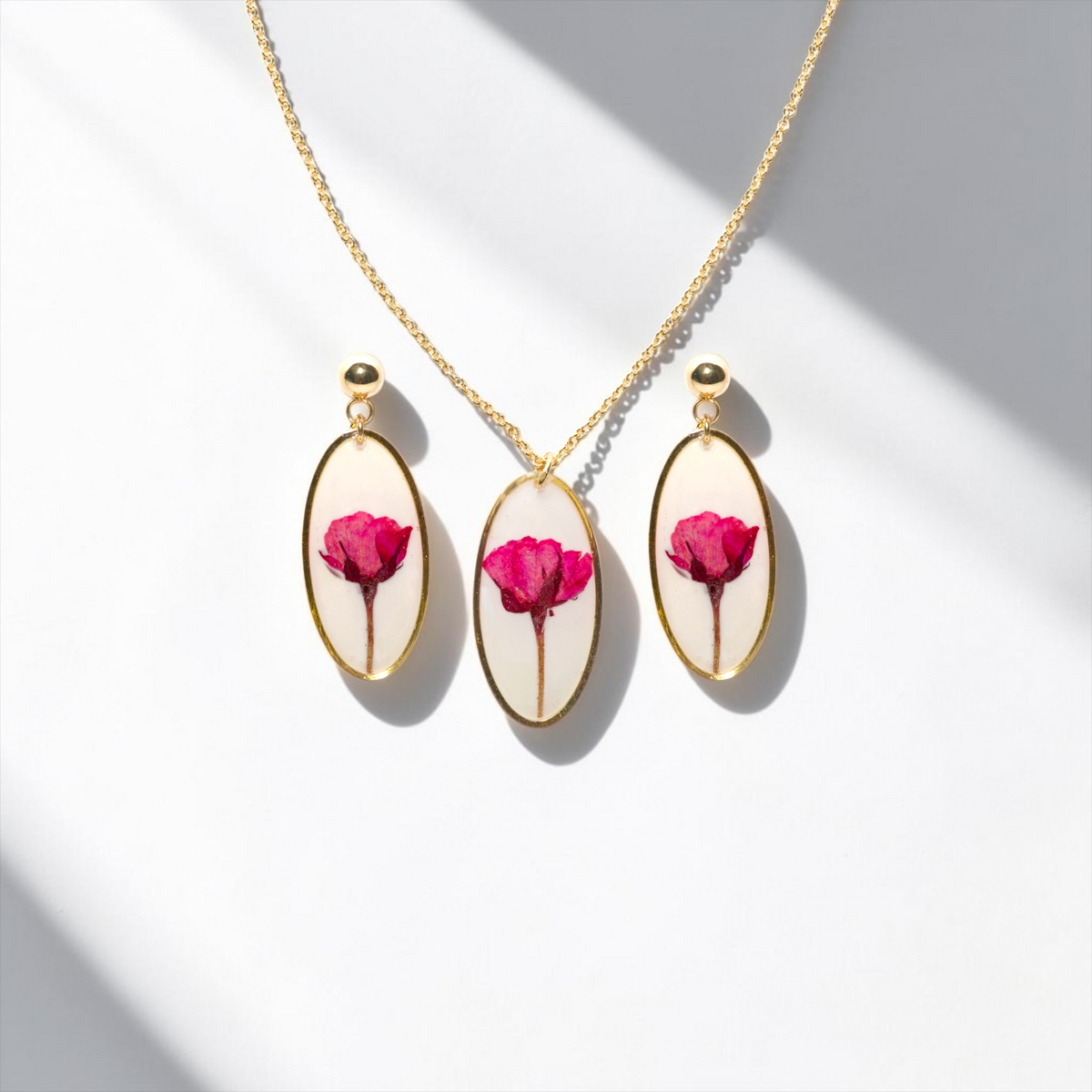 Rose Necklace + Earrings Set