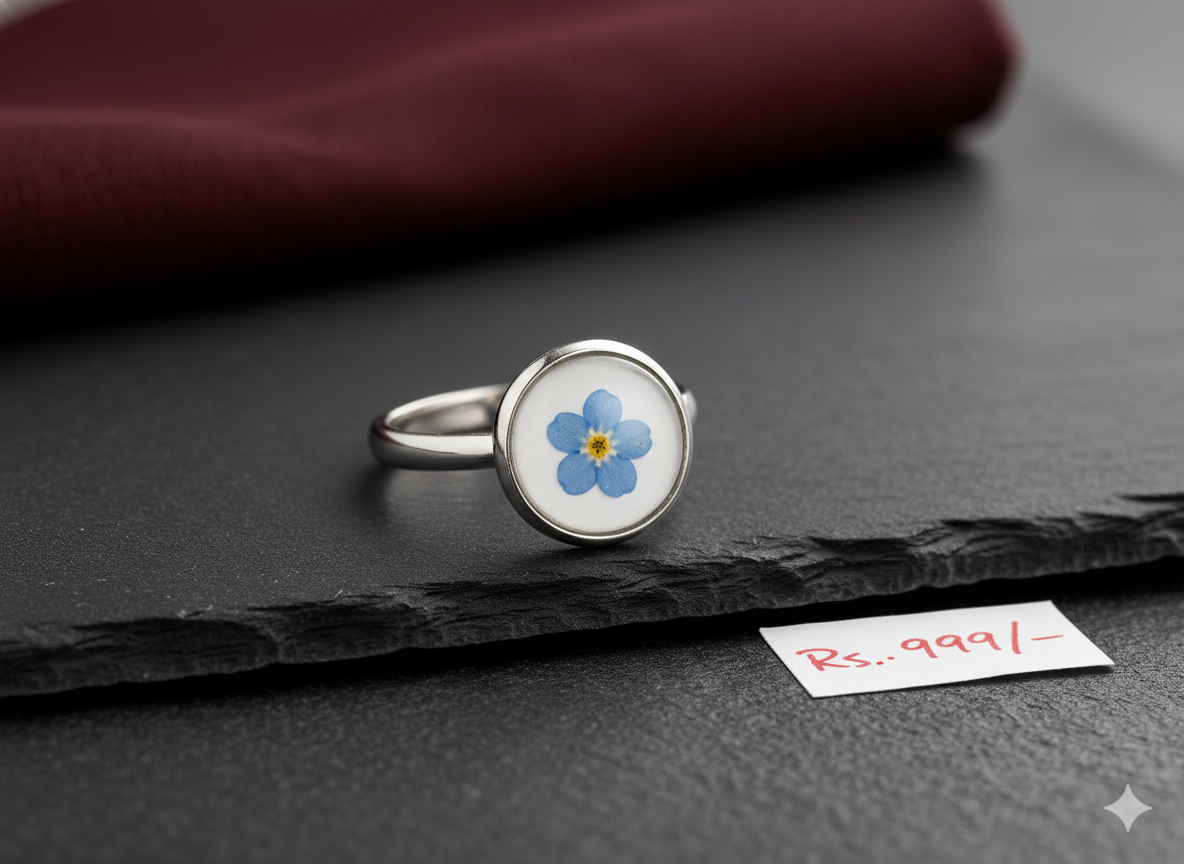 Forget-Me-Not Botanical Stainless Steel Ring