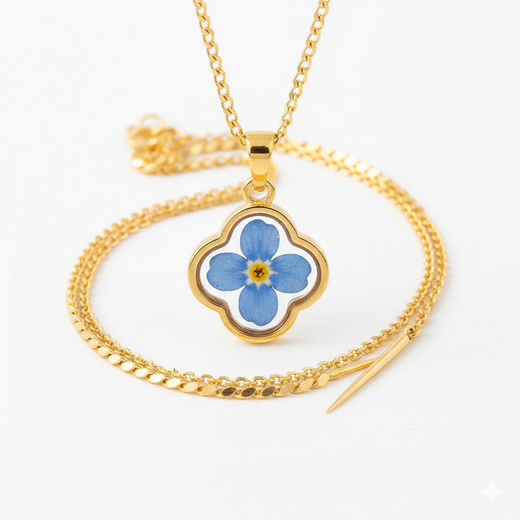 Gold Forget-Me-Not Flower Necklace