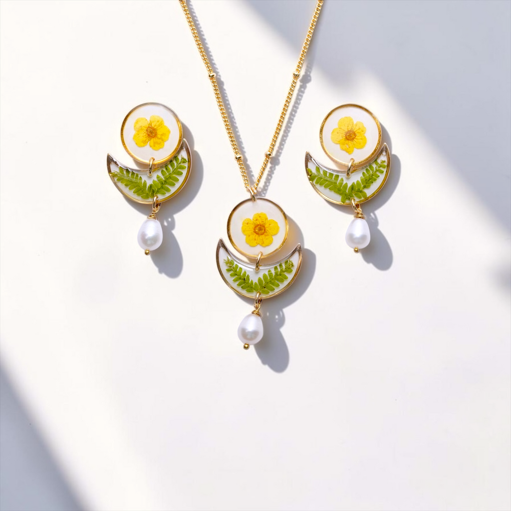 Plum Blossom Necklace + Earring Set