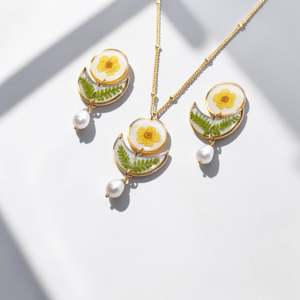 Plum Blossom Necklace + Earring Set