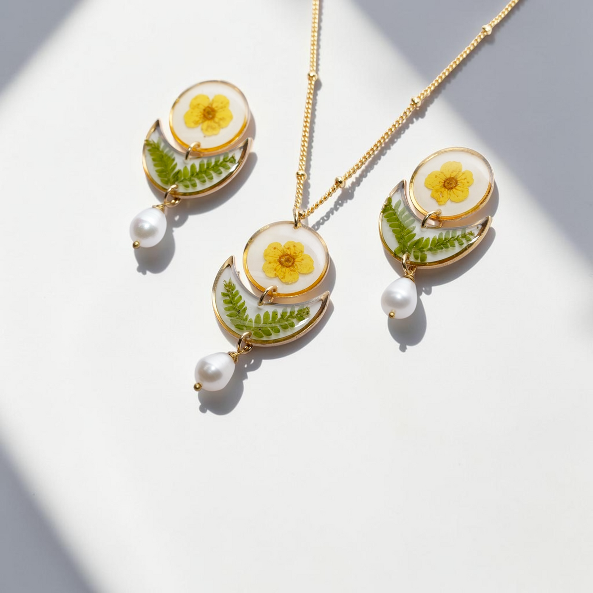 Plum Blossom Necklace + Earring Set