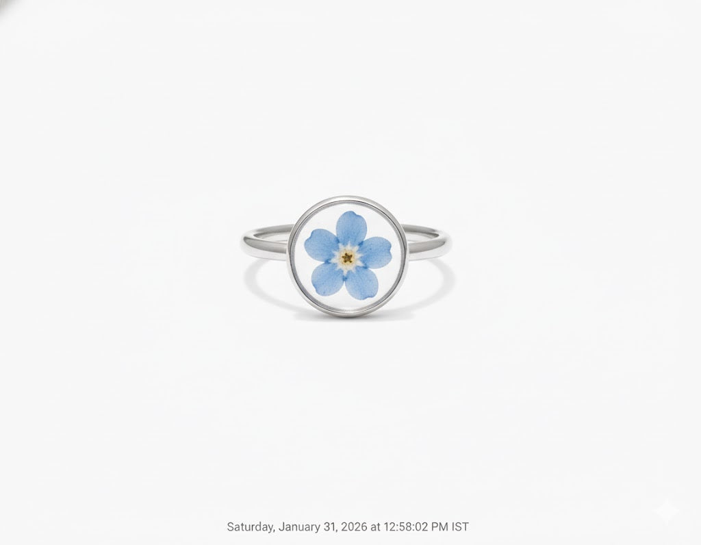 Forget-Me-Not Botanical Stainless Steel Ring
